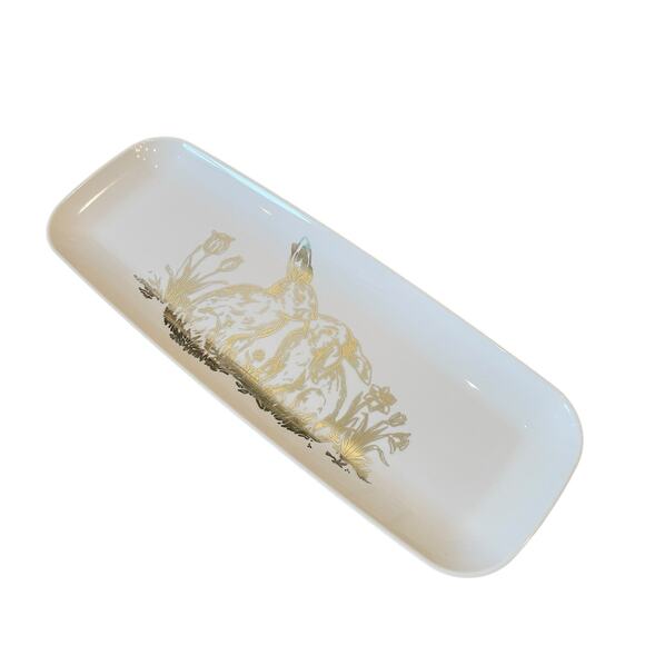 3pc Rachel Ashwell Metallic BUNNIES Disposable Serving Platters White New - Picture 9 of 15